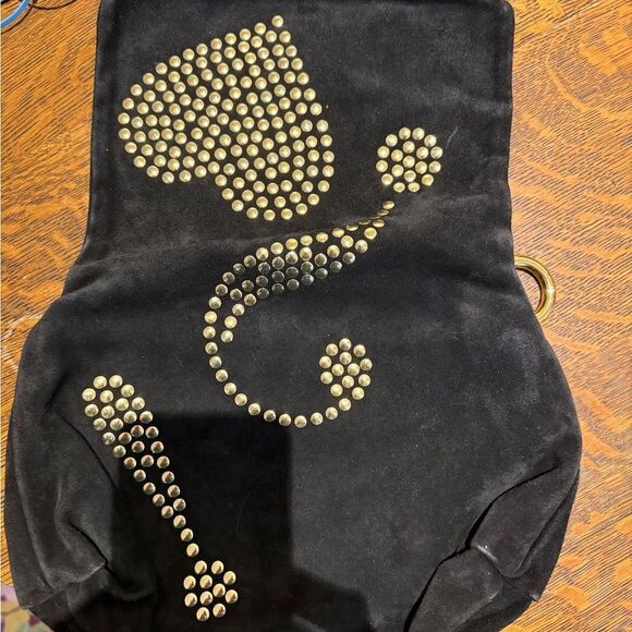 Vintage Moschino Black Suede & Gold Studded Clutch Bag - Picture 5 of 11